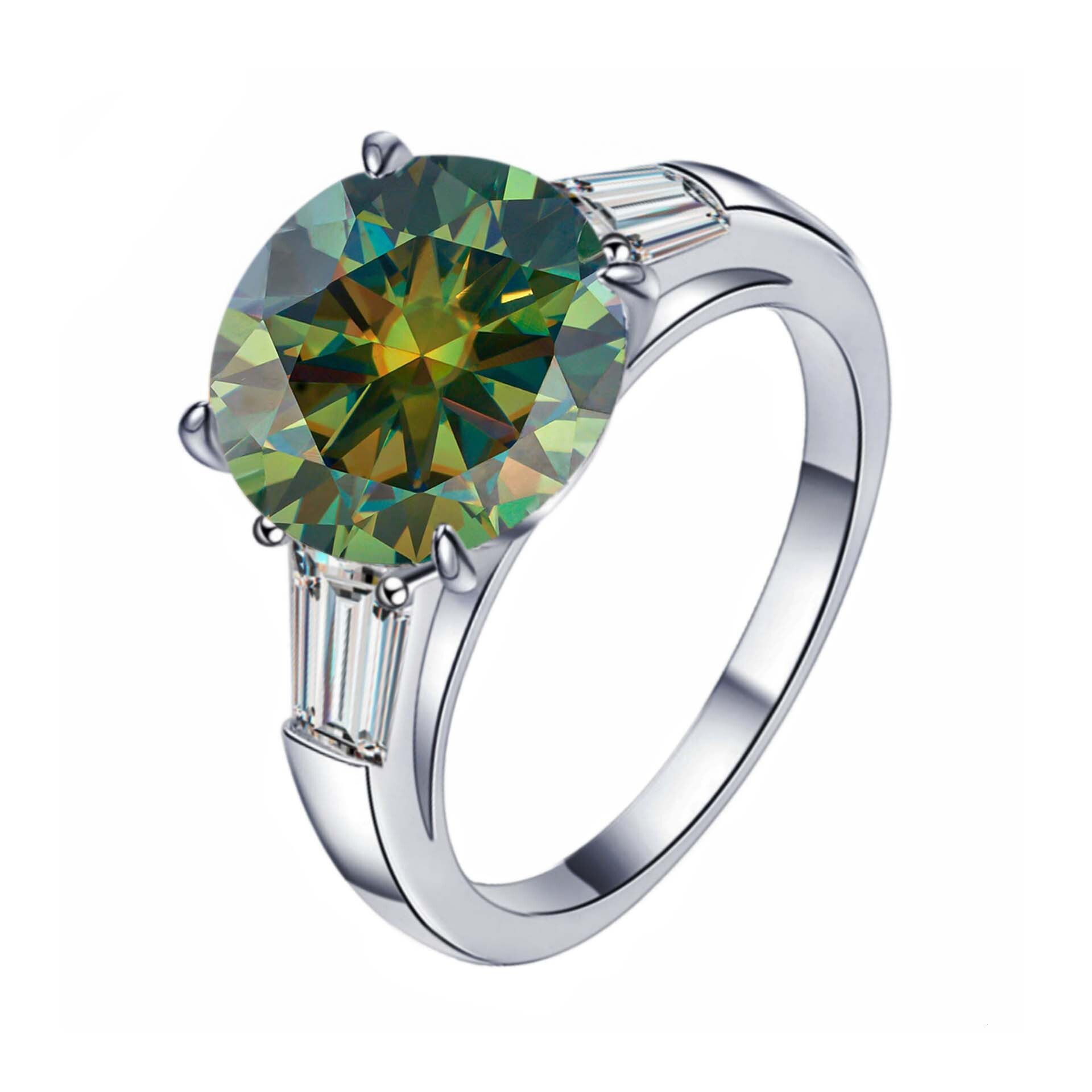 S925 Sterling Silver 5 Carat Round Moissanite Ring for Women Elegant and Luxurious High-End Engagement Ring