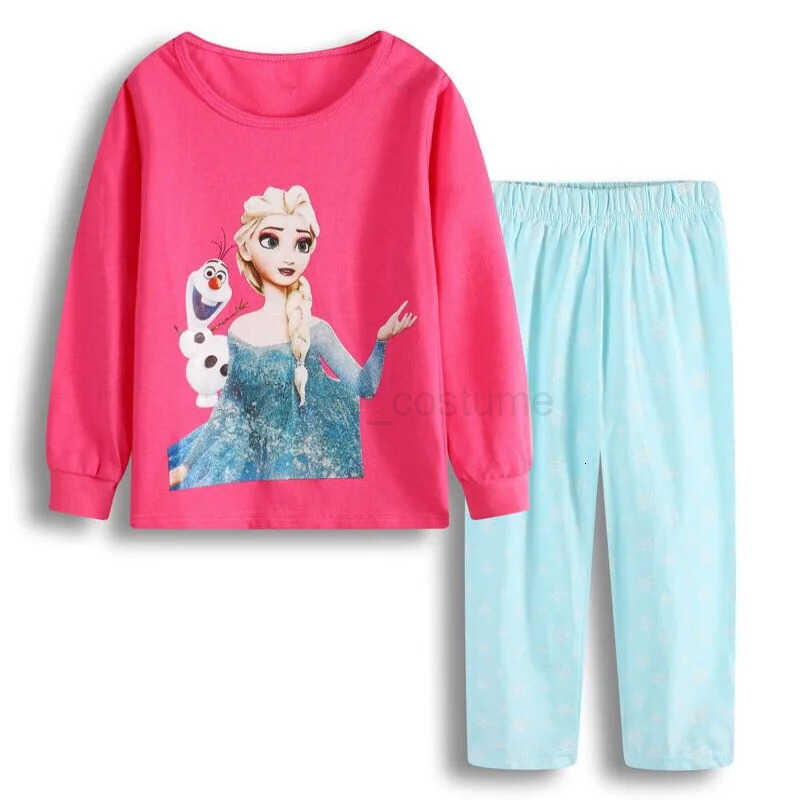 Disney Free Shipping Girls Pajamas Kids Princess Anna Elsa Sleepwear Children Cartoon Clothing Set Baby Rapunzel Pijamas Cotton Pyjama H250926