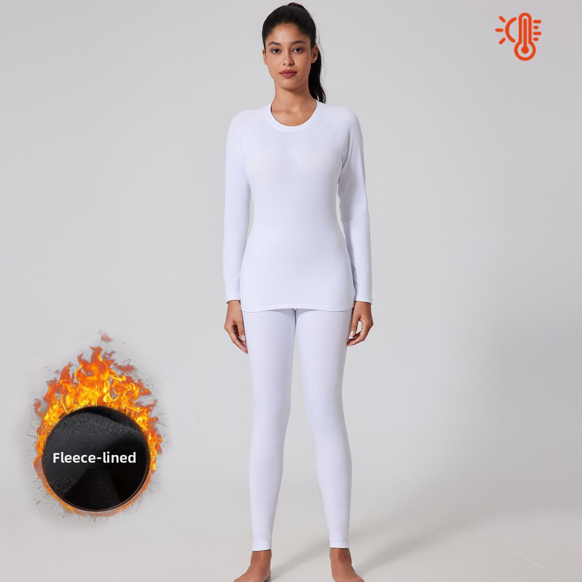 Exercise & Fitness Wear Women's Fleece-Lined Thermal Set - Slim-Fit, Quick-Dry & Sweat-Wicking for Fall/Winter Sports & Daily Wear