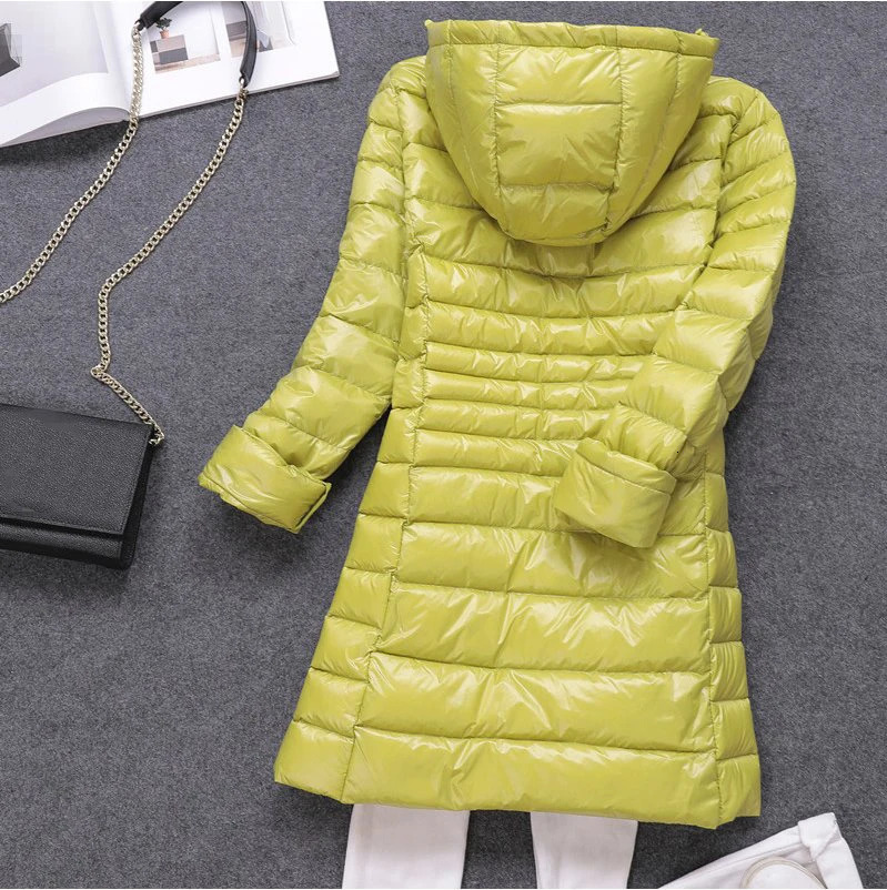 010 Winter Jackets Women White Duck Down Long Coat Female Hooded Quilted Parkas Ultra Light Portable Down Coats for Women 250917