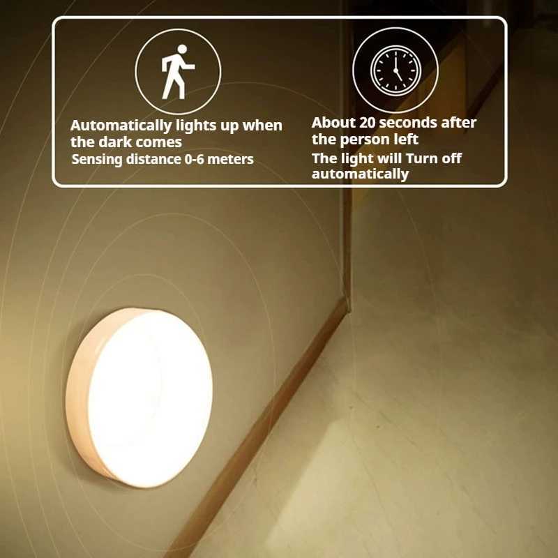 Smart Human Sensor LED Night Light USB Charging Wireless Magnetic Mount Emergency Auto Lighting Lamp for Home Office Hallway C250925