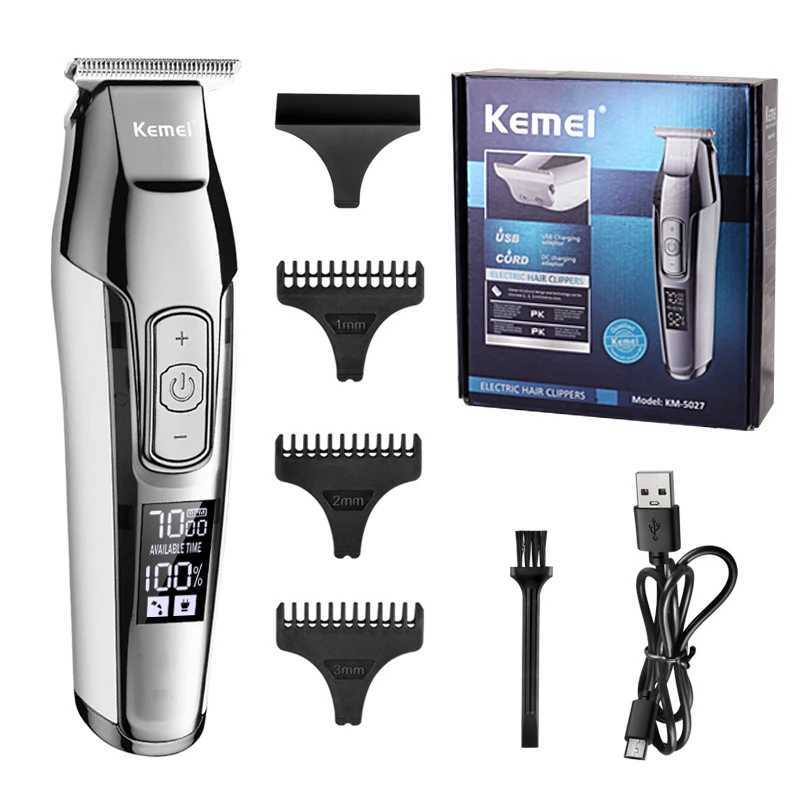 Kemei5027 Professional Hair Clipper Beard Trimmer for Men Adjustable Speed LED Digital Carving Clippers Electric Razor R250926