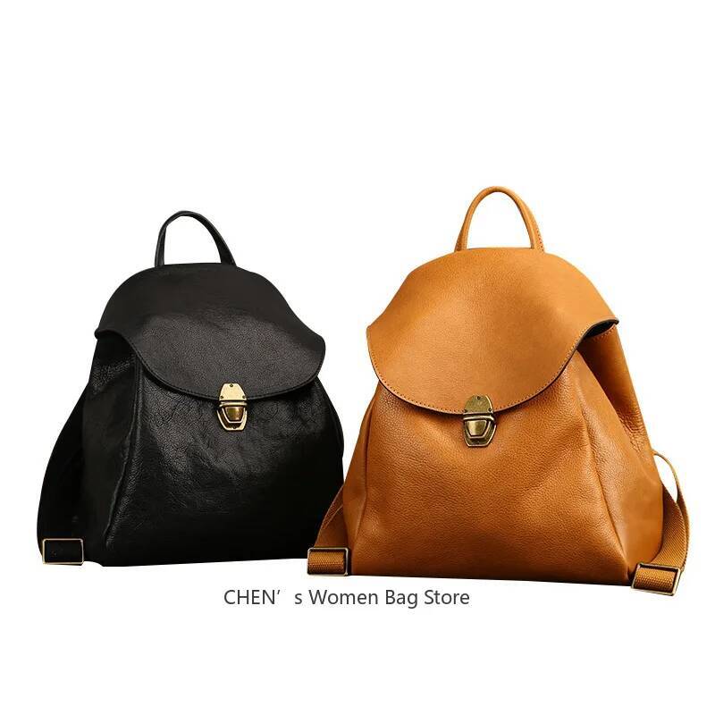 Retro First Layer Cow Leather Backpack New Designer Women Travel Bag Large Capacity Fashion Female Bagpack high-quality