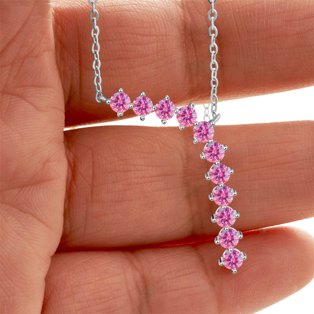 European and American Super Fairy Niche Design Moissanite Necklace Pendant for Women Ins Internet Celebrity 925 Sterling Silver Clavicle Chain Wholesa