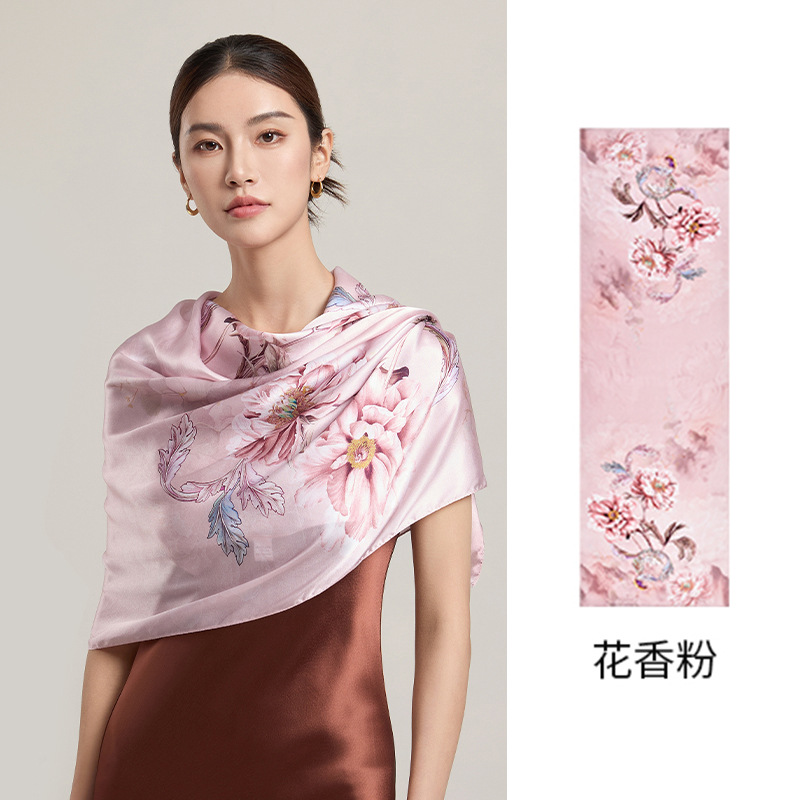 Chinese-Style High-End Light Luxury 100% Mulberry Silk Scarf Shawl for Women - Classic Charm Skin-Friendly Silky Smooth Ideal as a High-End Luxury Gif