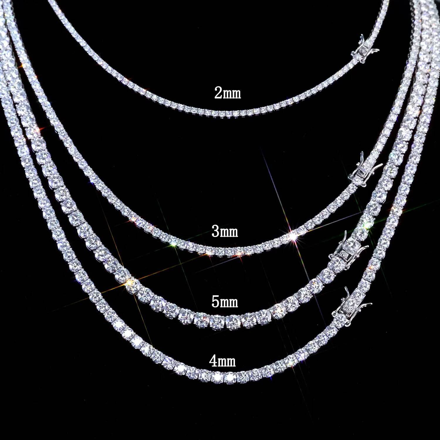 ICEBLING Iced Out Moissanite Tennis Chain Men Women Hip Hop Jewelry 925 Silver VVS Necklace with GRA Certificate