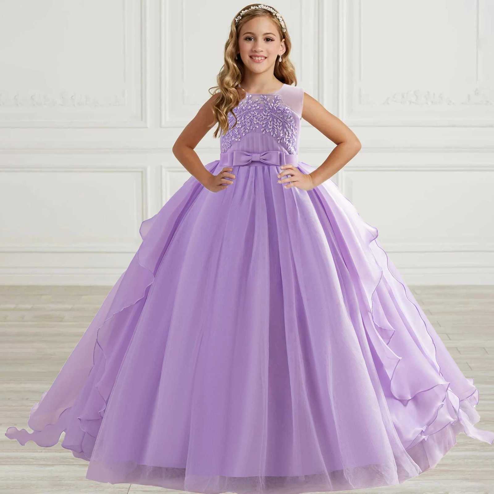 Teen Sequin Princess Girls Party Dresses Elegant Flower Bridesmaid Birthday Kids Dresses for Girl Wedding Princess Gown Vestidos Z250926
