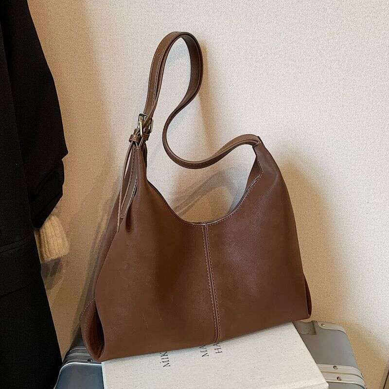 for Women, Large Capacity New Versatile Lazy Style Single Shoulder Crossbody Commuter Soft Leather Tote Bag