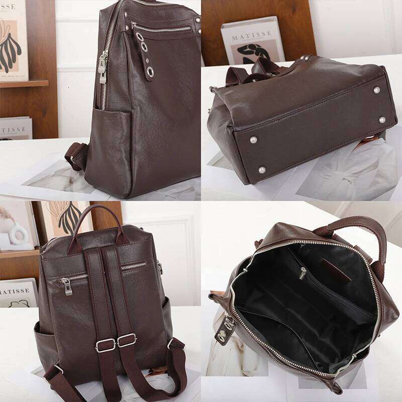 Women Natural Cow Leather Lady Cowhide Design Large Capacity Bags Female Retro Versatile Backpacks Ladies Fashion Bag Suotong2509