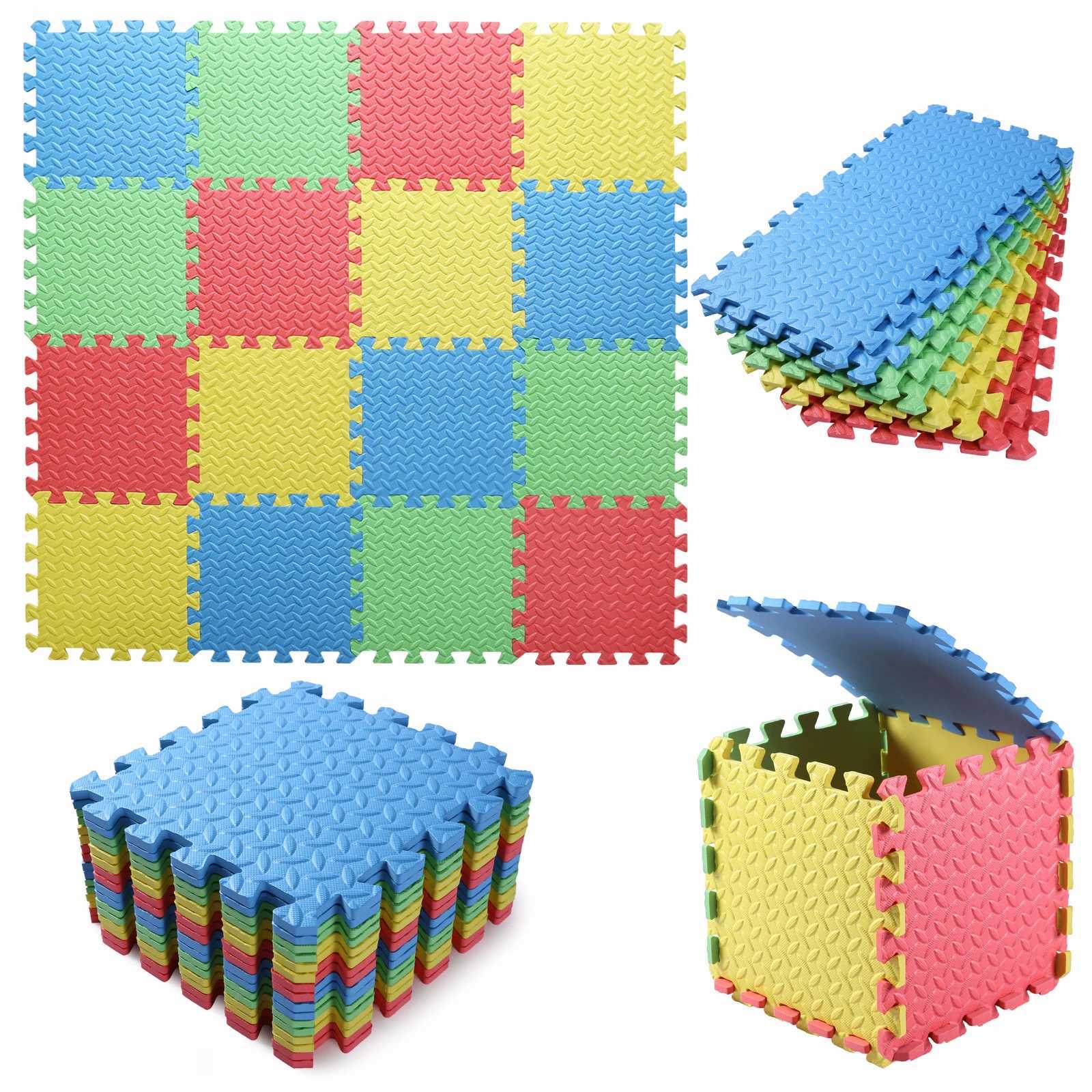 04 Inch16pcs Thick Square Puzzle Mat 3030cm EVA Foam Baby Play Mat for Children Room Activities RedYellowBlueGreen C250926