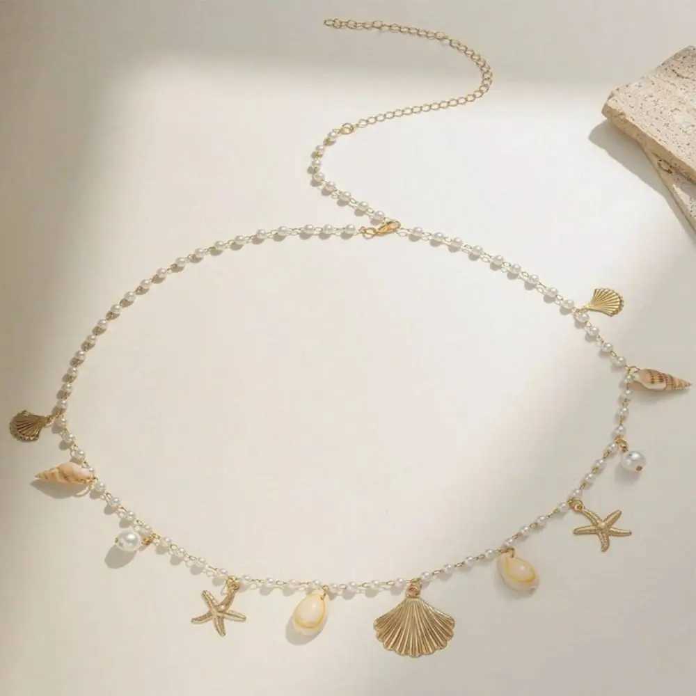 Hot Selling Monolayer Starfish Shell Pendant Hollow Out Alloy Waist Chain Beach Bikini Body Chain L250926