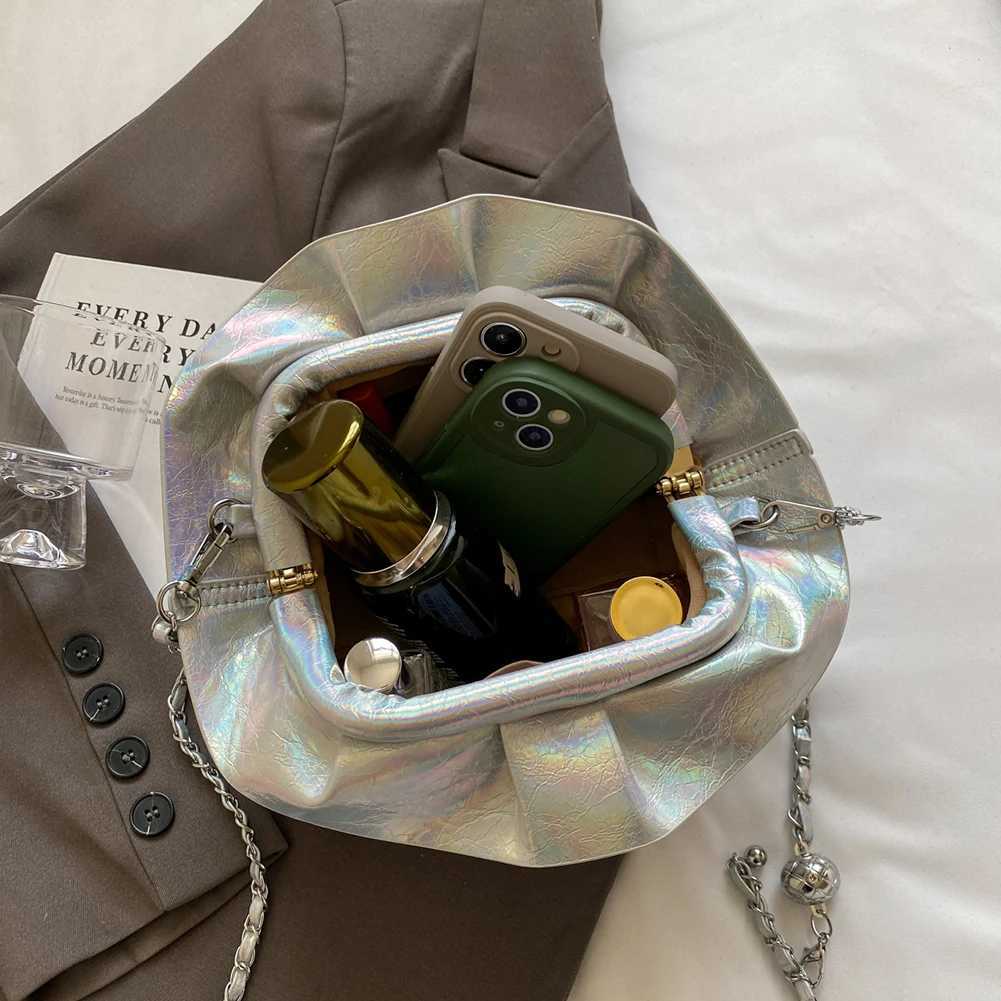 Women PU Leather Clutch Purse Ruched Evening Bag with Detachable Chain Shoulder Bag Dressy Wedding Prom Party Purse Z250926