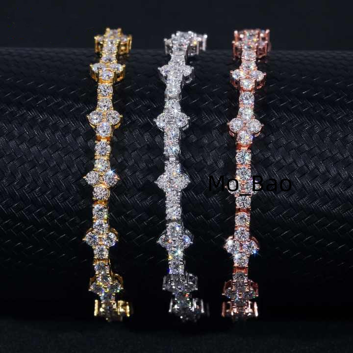 New Arrival Fashion Femme Design 925 Sterling Silver Vvs Moissanite Diamond Iced Out Hip Hop Hawaiian Bracelet Jewelry