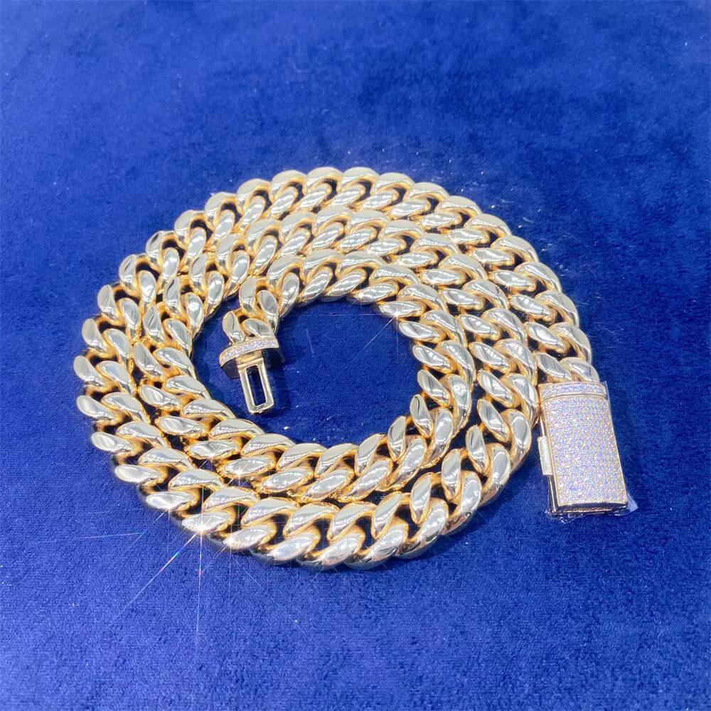 Wholesale 18k Gold Custom Gold Cuban Link Chain 24k Gold Cuban Miami Chain 12mm Miami Cuban Chain Necklace