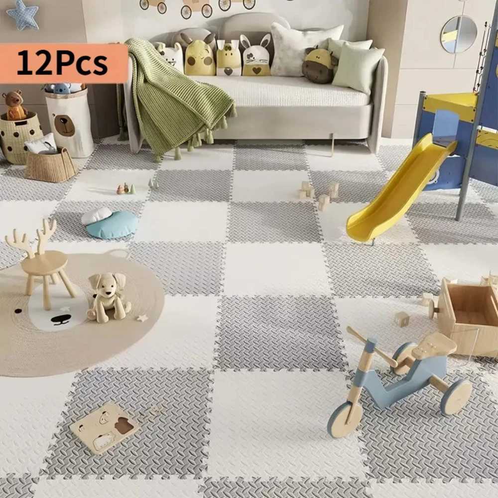 12 Pcs Home Foam Flooring EVA Foam Patchwork Floor Carpet Soft Non Slip Thickened Crawling Mat Childrens Play Mat Home Decor C250926