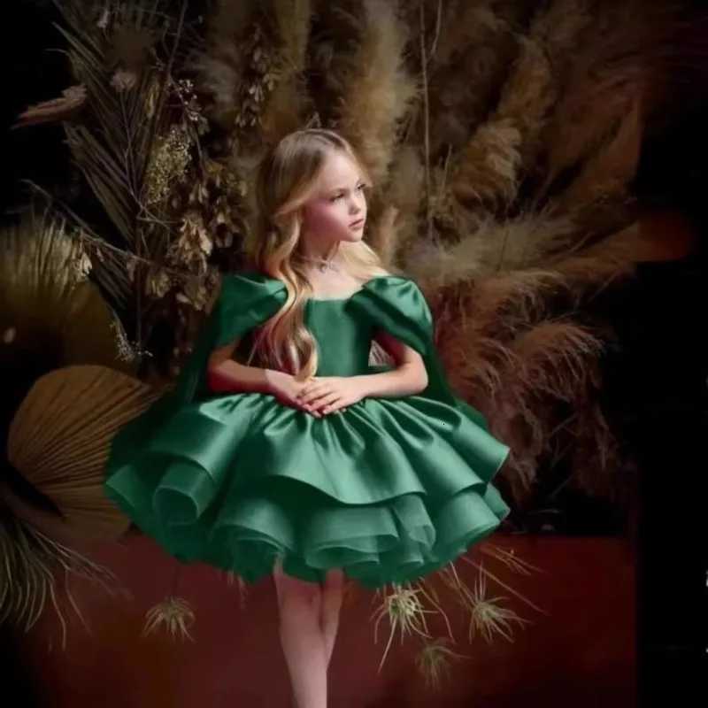 Girls Party Dress Bow Bubble Sleeves Solid Color Fluffy Mesh Princess Birthday Formal Dresses H31201 Z250926