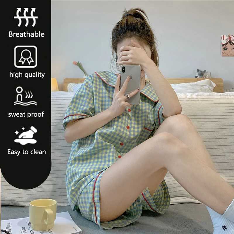 ThreePiece Set Ladies Pajamas Set ShortSleeved Plaid Senior Sense Cardigan Home Wear Simple Christmas Girl Sleepwear Winter Z250925