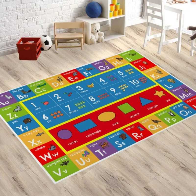 Numeric Letter Childrens Educational Large Area Rugs Decor Childrens Room Nonslip Crawling Mat Living Room Carpet Alfombra Y250926
