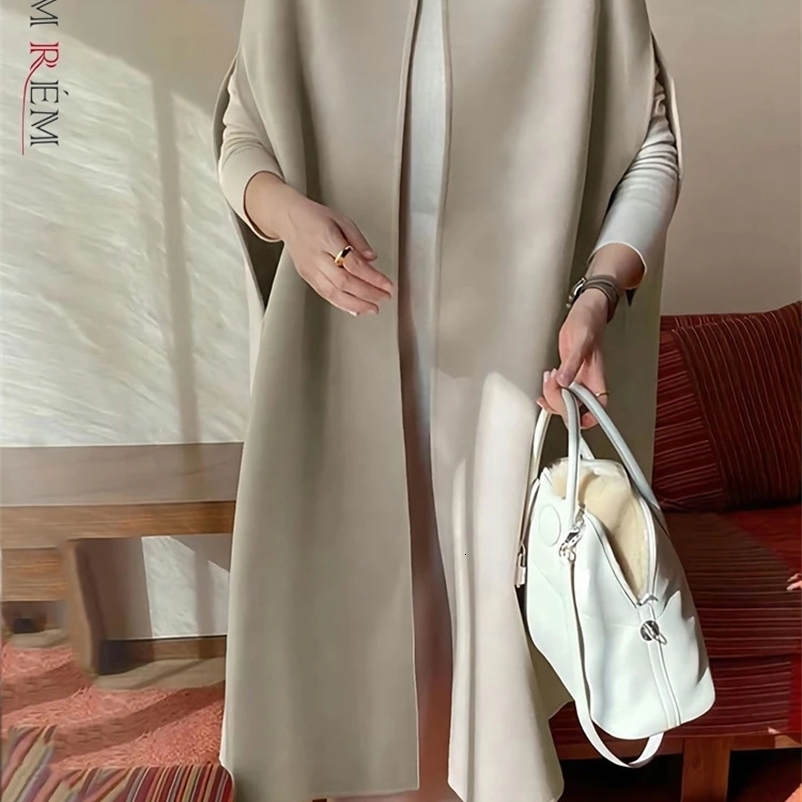 LANMREM Spring Winter Woolen Women Coat Solid Elegant Vintage Thick Korean Batwing Style Fashion Chaqueta Mujer 2R8845 240729