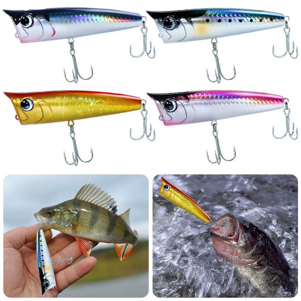 Floating Fishing Lure with Hook Topwater Bubb Baits 3D Eyes Minnow Popper Crank Baits for Freshwater Saltwater Surface Fishing W250926