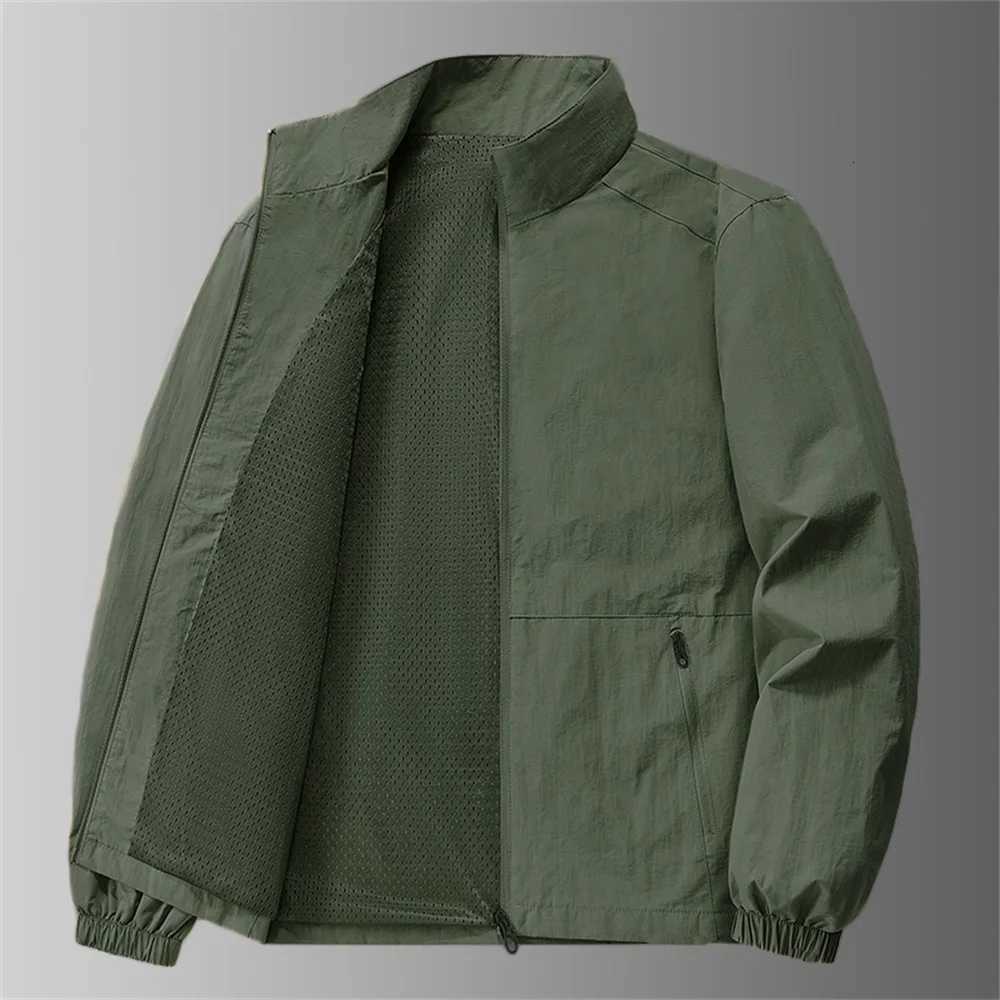 Autumn New Mens Tactical Jacket Sports Climbing OutdoorJacket Solid Color Zipper Design Casual Lapel Breathable Fashion Outwear W250926