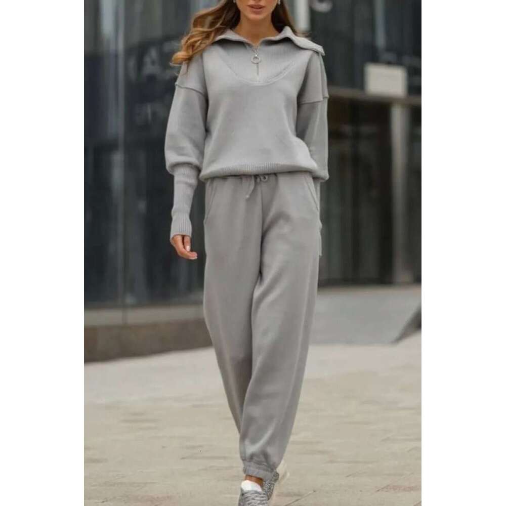2025 Autumn Winter Fashion Women's Clothing Cross-Border Trade Elegant Casual Sweatshirt Two-Piece Set
