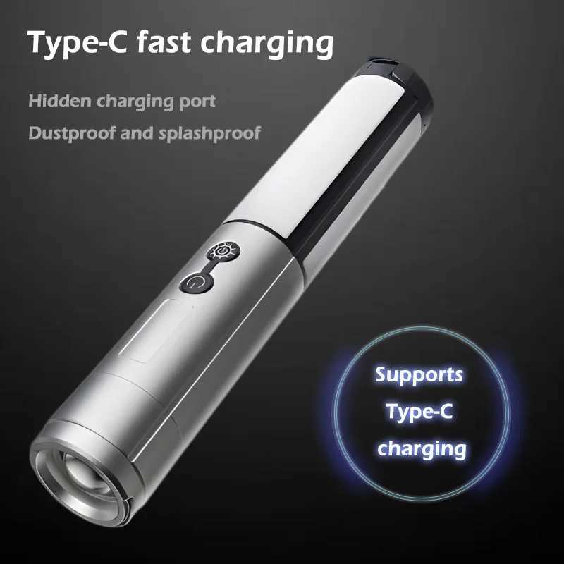 Multifunctional Camping Light 2 in 1 USB Rechargeable Camping LanternFlashlight with Hook Outdoor Emergency Camping Lamp C250925