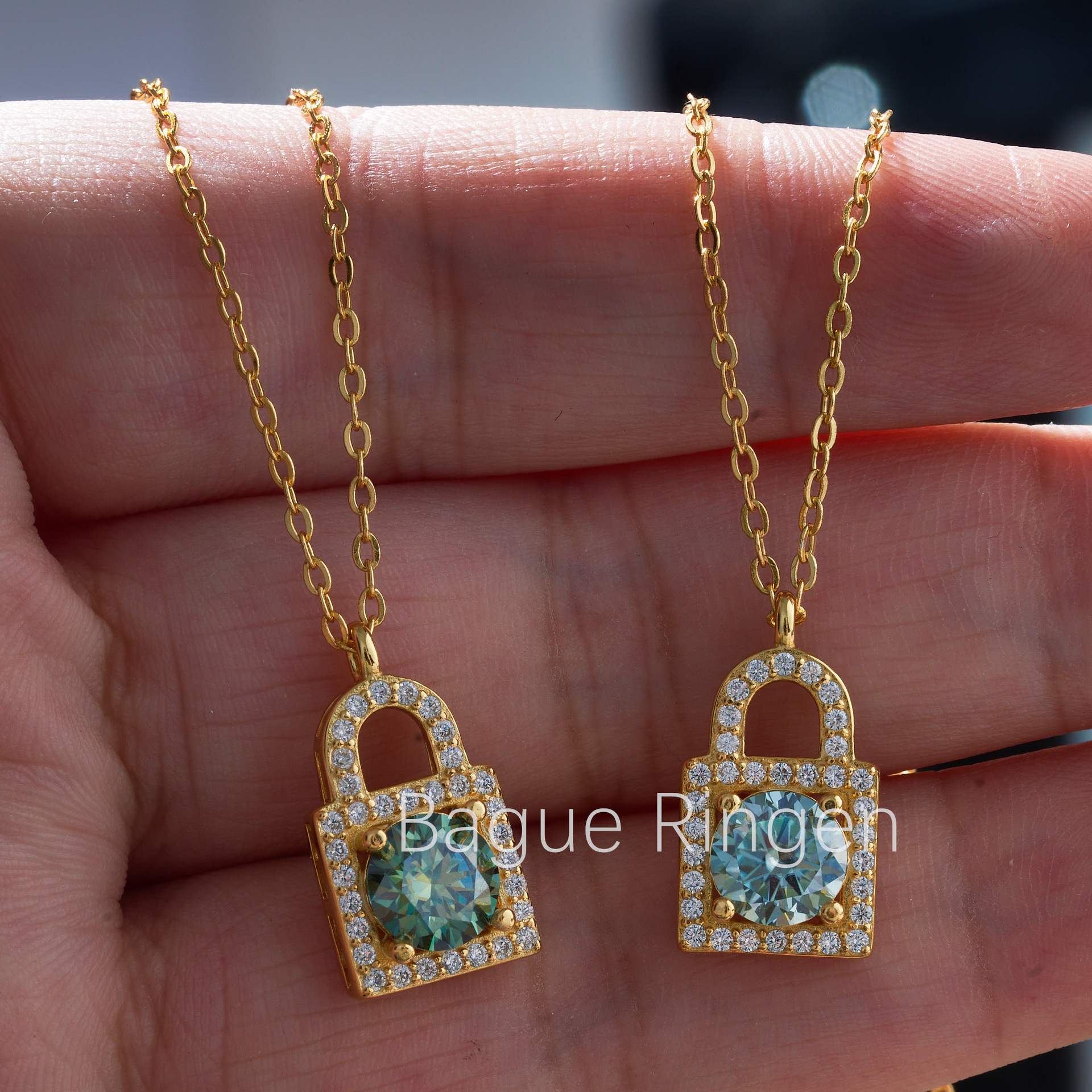 Mother's Day Jewelry Colorful Pink Moissanite S925 Sterling Silver Square Pendant Necklace Versatile Pendant Niche Design Gift