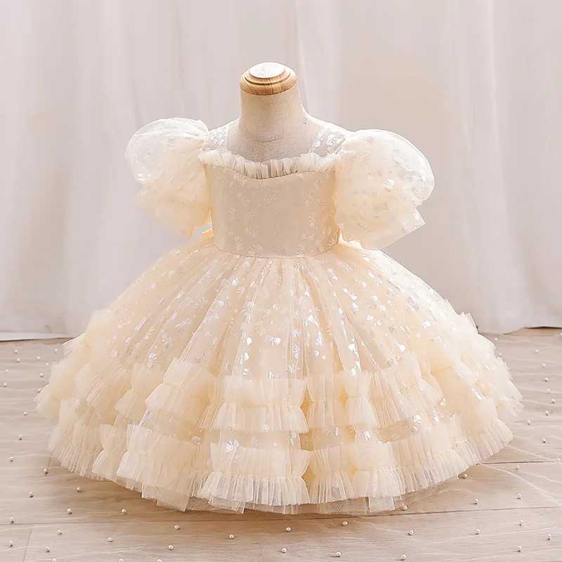 Girls New Bubble Sleeves Wedding Party Dress Princess Christmas Party Cute Foreigner Bow Birthday Dress Baby Dress Z250926