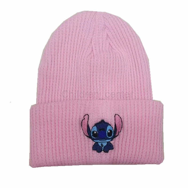 Disney Autumn Winter Adult Embroidery Knitting Hats Boys Girls Cartoon Anime Stitch Print Caps Kids Men Women Keep Warm Windproof Hat H250926
