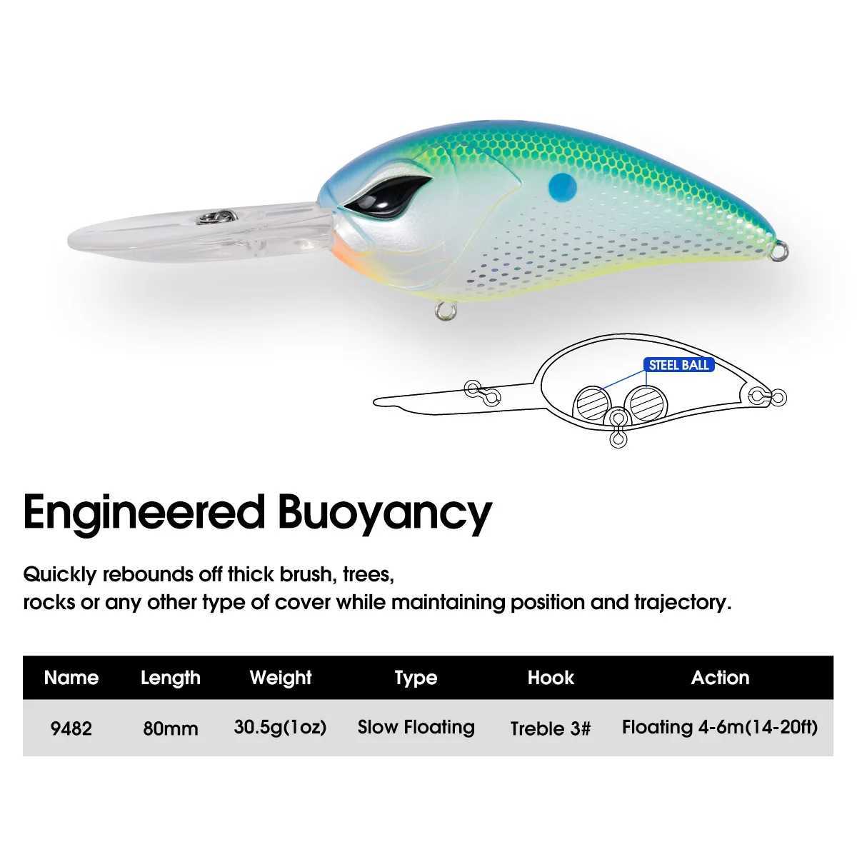 NOEBY Deep Diving Crankbait 8cm 305g Floating Minnow Fishing Lure Artificial Hard Bait for Bass Pike Saltwater Fishing Lure W250926