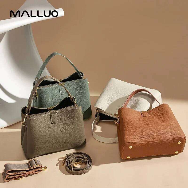 Women Natural Cow Leather Casual Commuter Shoulder Bags Female Fashion Retro Crossbody Bag Lady Cowhide Handbag Suotong2509