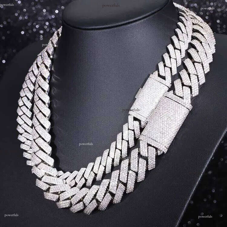 Heavy Hip Hop Necklace 20Mm 15Mm Iced Out Moissanite Dia Sier Cuban Link Chain For Men