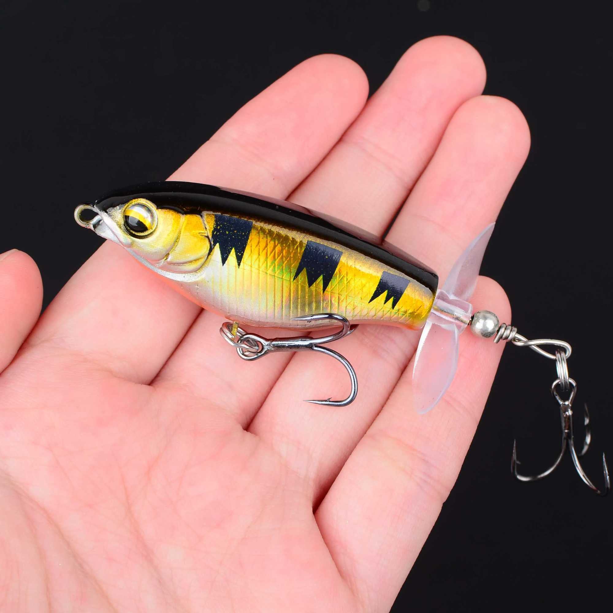 5Pcs Quality Whopper Plopper Wobbrs Topwater Popper Fishing Lure Hard Bait Rotating Tail Fishing Tack W250926
