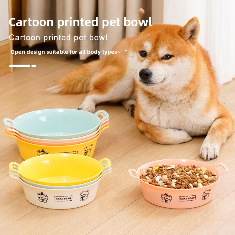 New with Handle, PP Material, Available in Various Sizes, Pet Dog Water Bowl, Cute Large Cat Food Bowl
