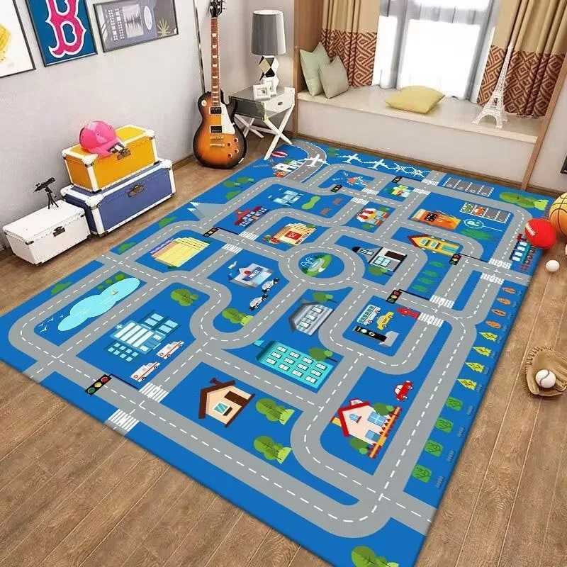 Traffic Road Parking Lot Child s Game Cartoon Carpet Game Room Living Room Sofa Bedroom Study Entrance Mat Nonslip Kid Rug C2509261