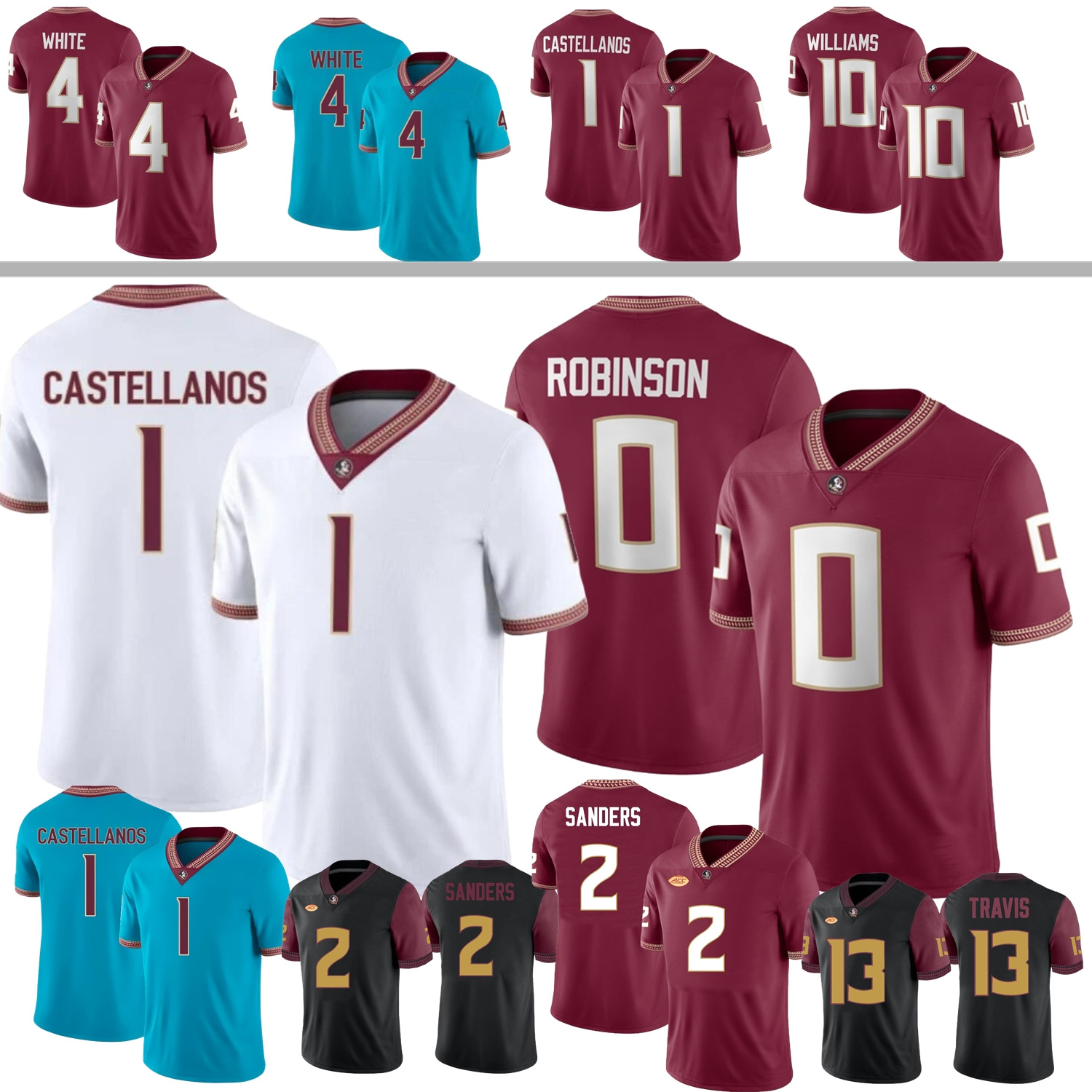 FSU Football Jersey College Tommy Castellanos Duce Robinson James Williams Squirrel White Micahi Danzy McCoy Herring Travis Coleman Williams Thompso Boggs