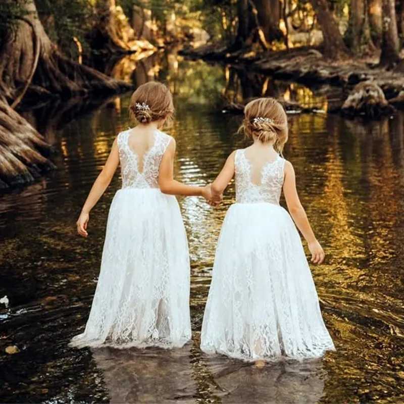 Girls White Gauze Princess Dress Performance Dress Flower Girl Wedding Little Girl Host Piano 15 Y wedding dress Z250926