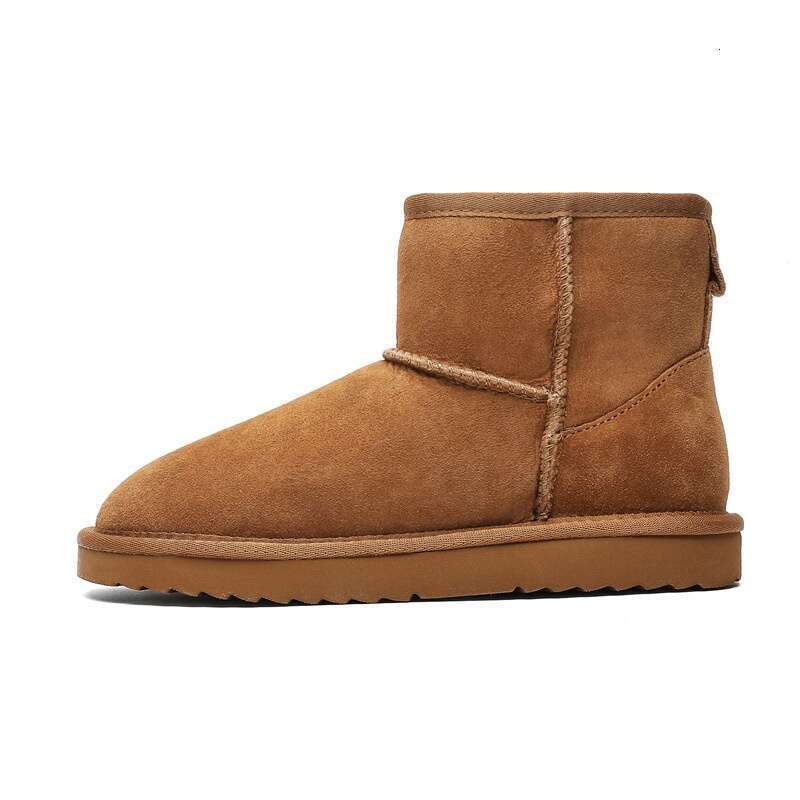 Sheepskin Thick-Soled Snow Boots for Women, Short Tube, Thickened Loafers, Warm and Fleece-Lined, Winter 2024 Cotton Shoes