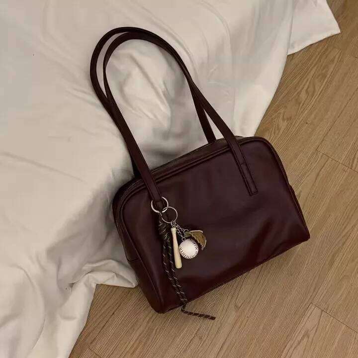 Large Capaci Tote Women's Faion Retro Underarm Bag Versatile Autumn New Sle Commute Soft Surface Double Strap