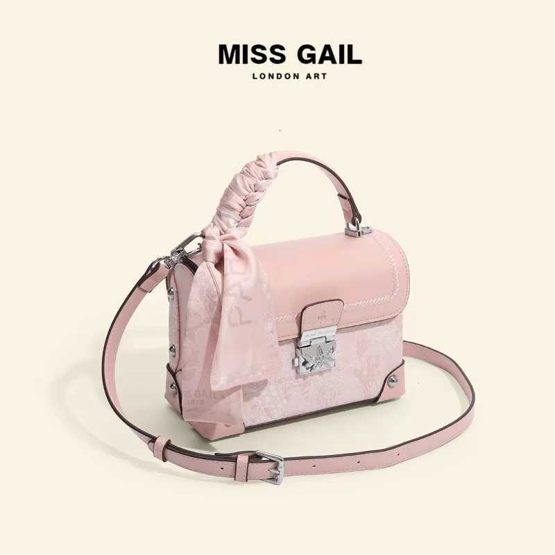 Sweet Fashion Printed Mini Handbag Womens Ribbon Bow Small Square Bag Girl Studded Noble Crossbody French Box Embroidery Z250926