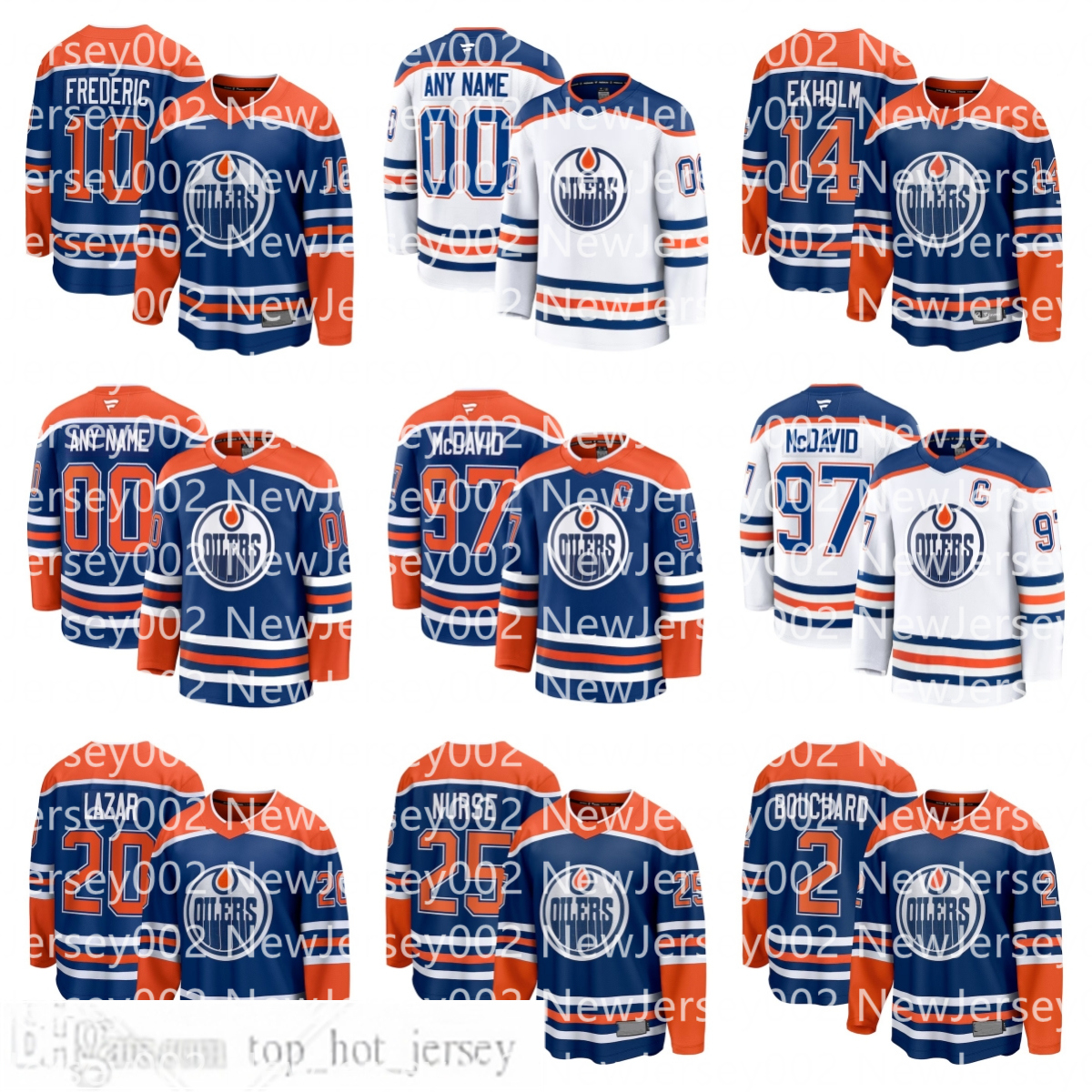 Oilers Connor McDavid Leon Draisaitl Zach Hyman Darnell Nurse Evan Bouchard Stuart Skinner Trent Frederic Mark Messier Andrew Mangiapane Custom Hockey Jersey