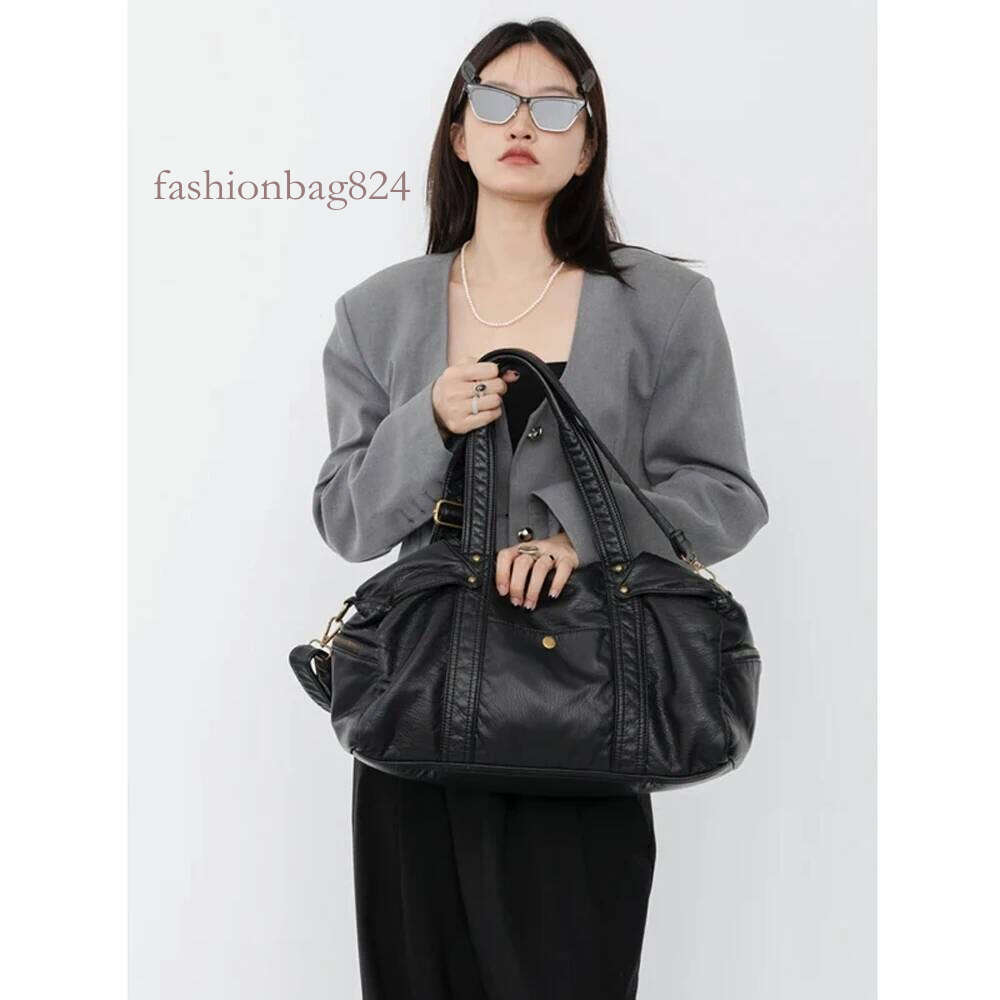 Annmouler Large Capacity Motorcycle New Fashion Women Handbag Soft Pu Leather Tote Lady's Crossbody Bag