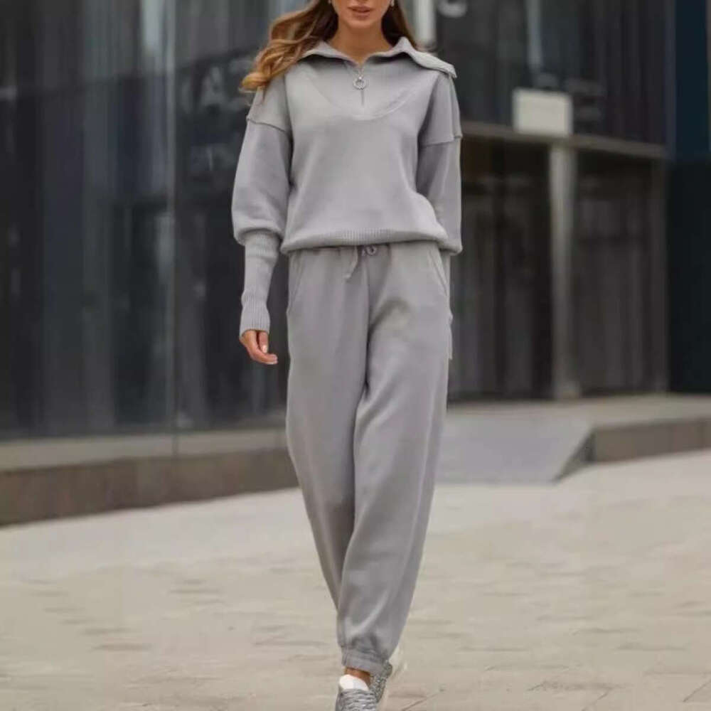 2025 Autumn Winter Fashion Women's Clothing Cross-Border Trade Elegant Casual Sweatshirt Two-Piece Set