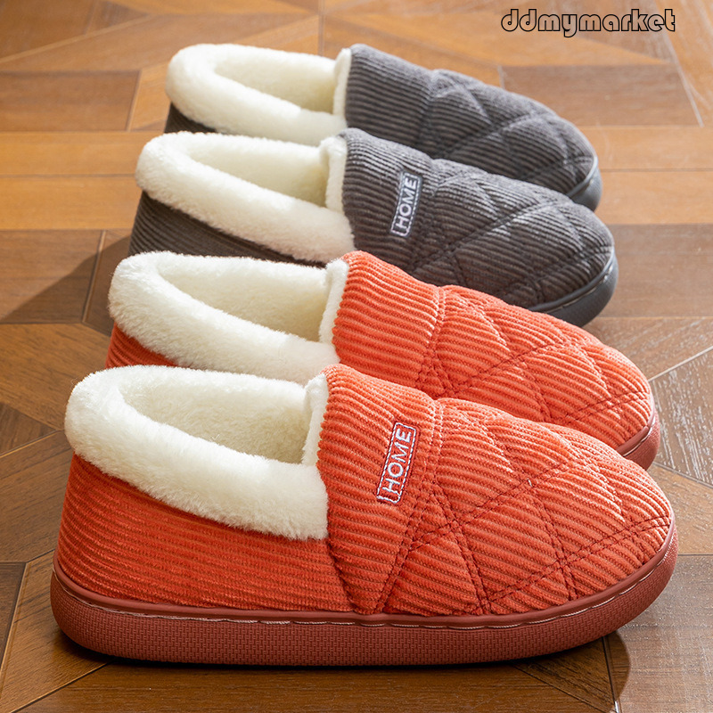 2025 Cixi Slippers for Women Indoor Non-Slip Home Warm Couple Winter Heel Cotton Shoes Plush Men ddmymarket