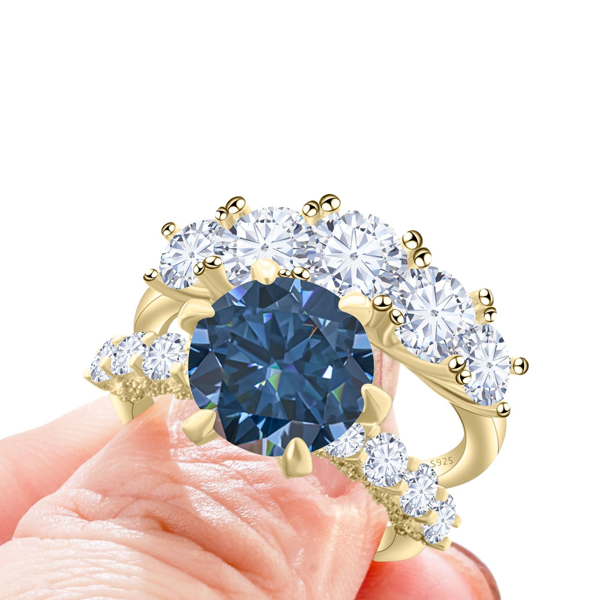 7.8 CT moissanite luxury ring set certificate passed the diamond testing pen 925 sterling silver inlaid light luxury wedding ring