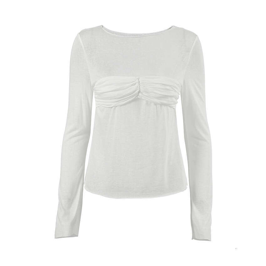 Fashion Hot Girl Knitted Top 2025 Autumn Winter Design Sense Inner Wear Ice Silk Cotton Round Neck Long Sleeve T-Shirt Women's Clothing