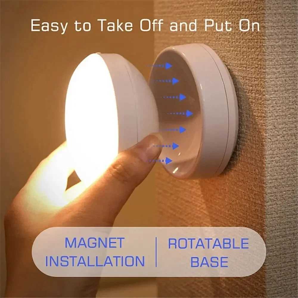 Night Lamp With Motion Sensor Night Light Rechargeable Wireless Led 360 Rotating Magnetic For Kitchen Room Bedside Table C250925