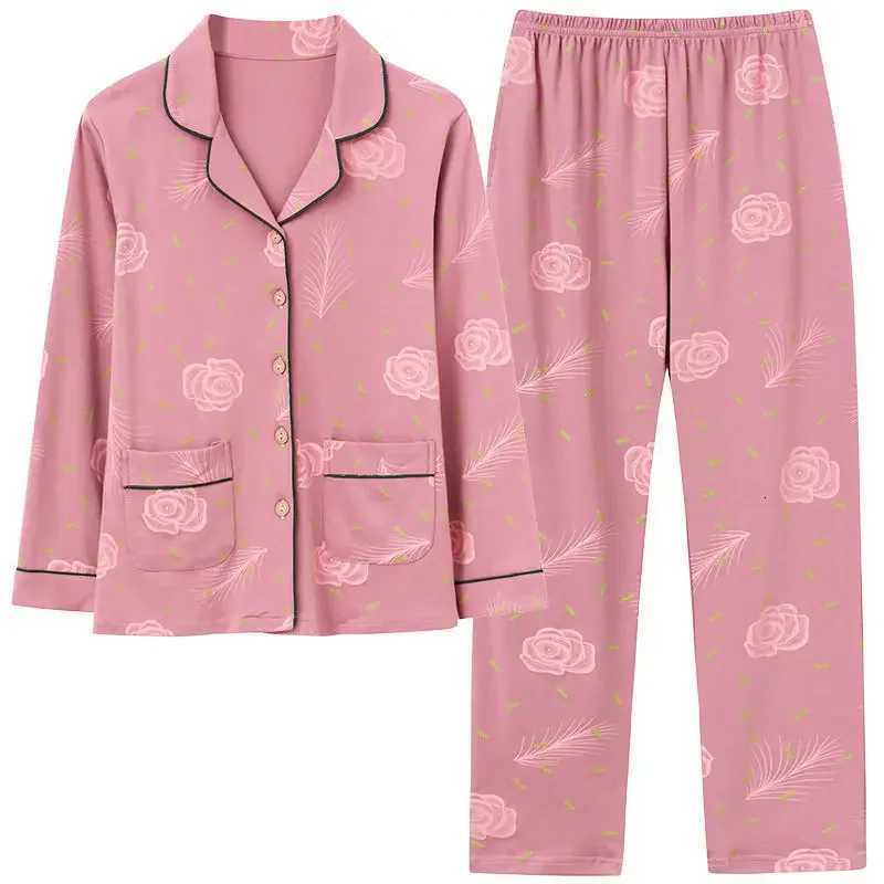 Autumn Womens 100 Cotton Long Sleeve Pajama Set Middleaged Elderly Thin Cardigan Suitable For Home Wear Z250925