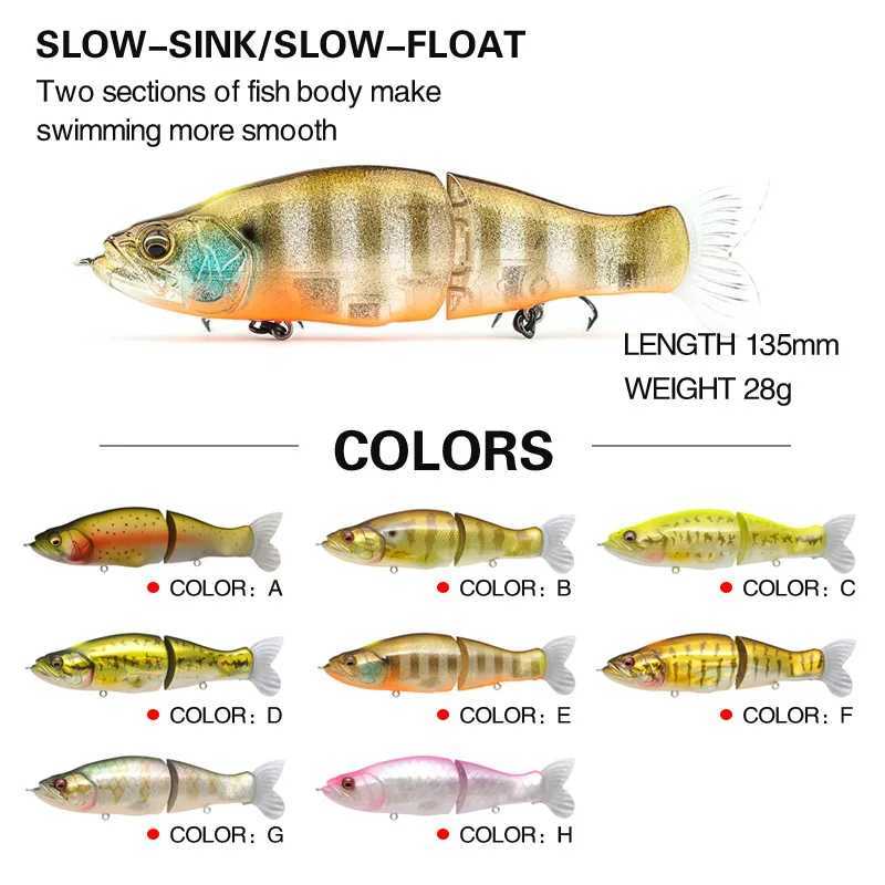 1pcs 135mm 28g Jointed Bait Shad Glider Swimbait Hard Body Slow Sinking Jointed Bass Pike Lures Fishing Tack W250926